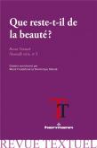 QUE RESTE-T-IL DE LA BEAUTÉ ? - REVUE TEXTUEL - NOUVELLE SÉRIE, N°3